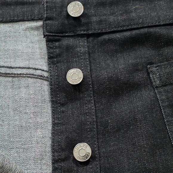 Chaps Denim Skirt Womens 20W Black Button Front Pockets Stretch Grunge Plus Size - Picture 10 of 15
